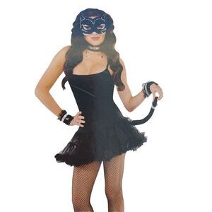 Amscan Vixen Cat Accessory Set Costume Black Masquerade Mask Tail Cuffs Novelty
